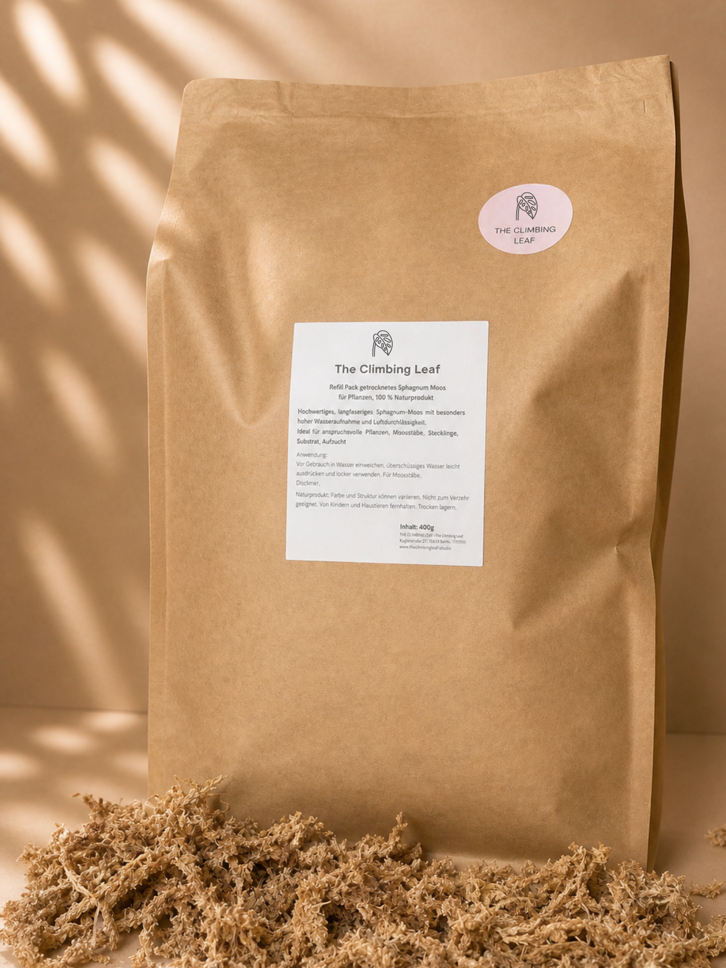 Sphagnum Moos 400g – The Climbing Leaf Qualitätsmoos für Monstera, Orchideen und Terrarien