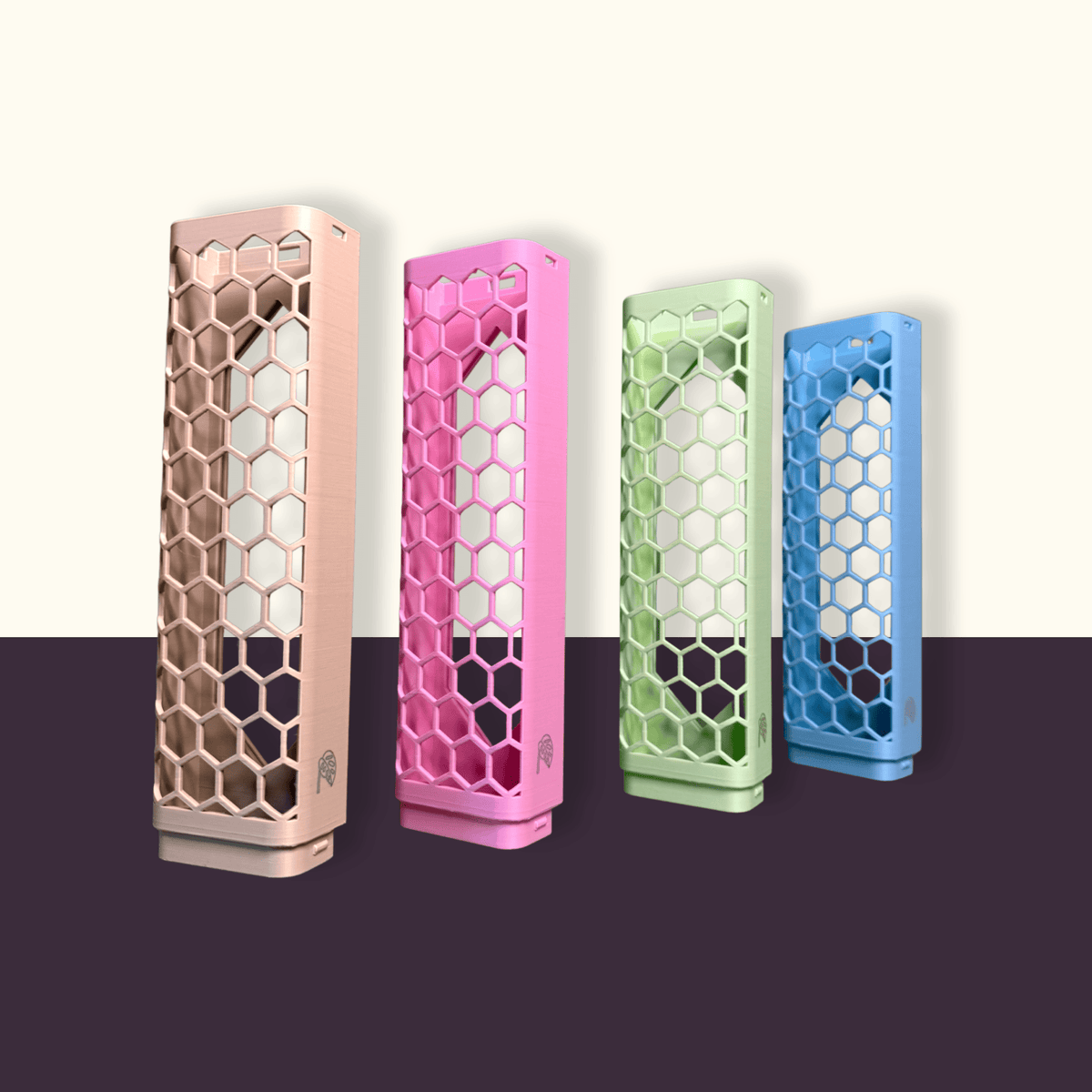 Mosspole S – 3D-gedrucktes Moosstab-Modul in Beige, Rosa, Mintgrün und Hellblau
