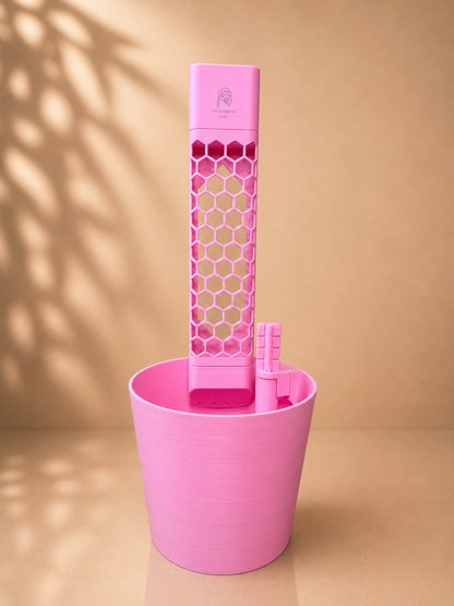 Climber Set S in Rosa – Mosspole-Pflanzsystem mit Topf und Wasserstandsanzeiger für Monstera und Kletterpflanzen
